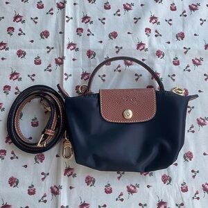Longchamp Black Mini Folding Crossbody Bag